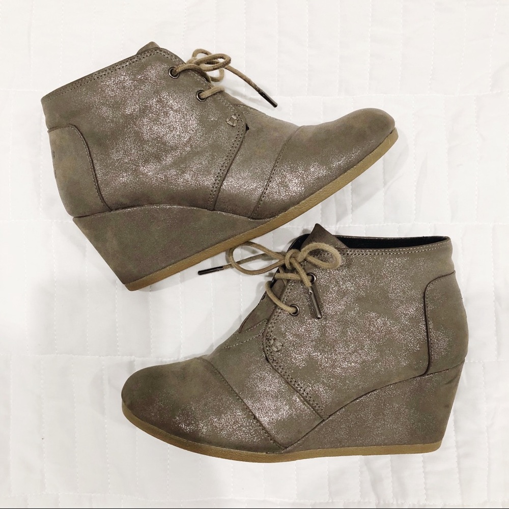 TOMS Suede Wedge Desert Booties